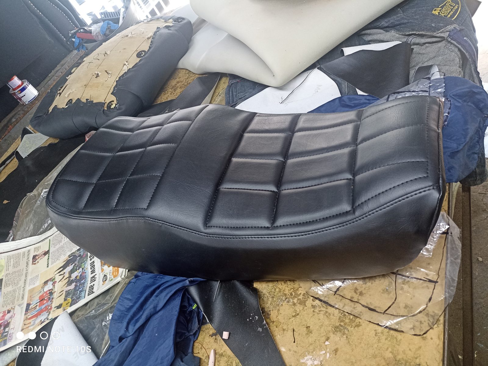 Motorbike seat after restoration