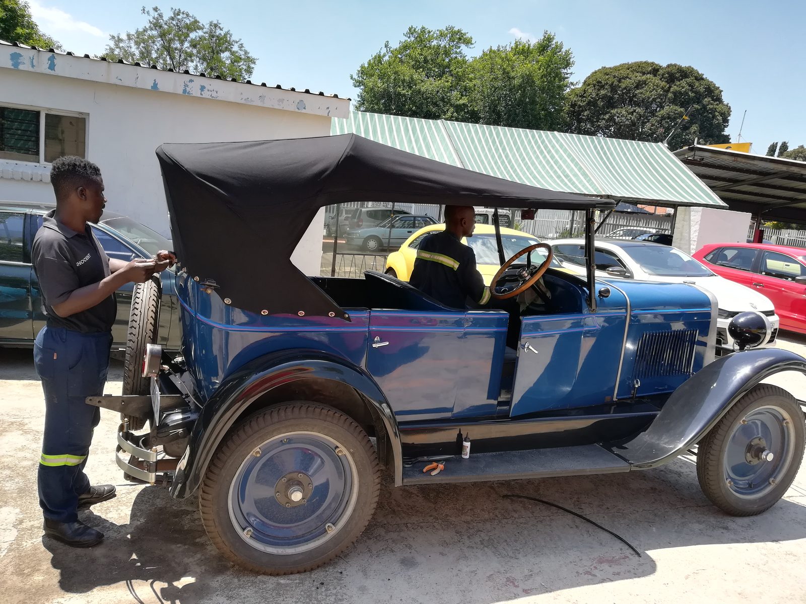 Vintage roof lining before upholstery work